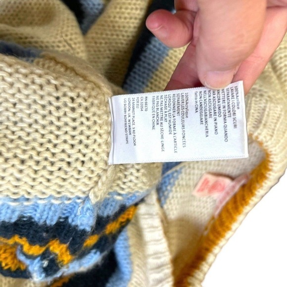 Urban Outfitters Bobby Boyfriend Stripe Sweater Blue Yellow Cream Sz Small Cozy - Picture 10 of 10
